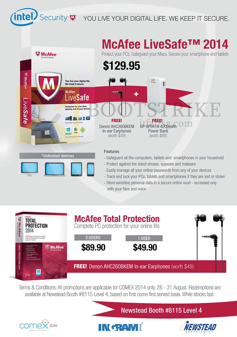 COMEX 2014 price list image brochure of Newstead McAfee Livesafe 2014, McAfee Total Protection