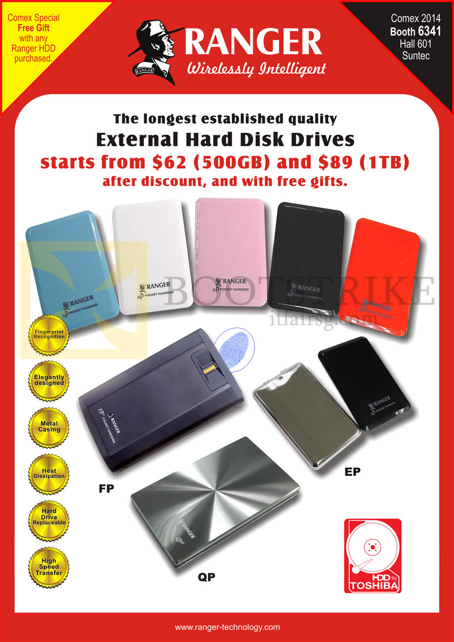 COMEX 2014 price list image brochure of Ranger External Storage Drives 500GB, 1TB, FP QP EP