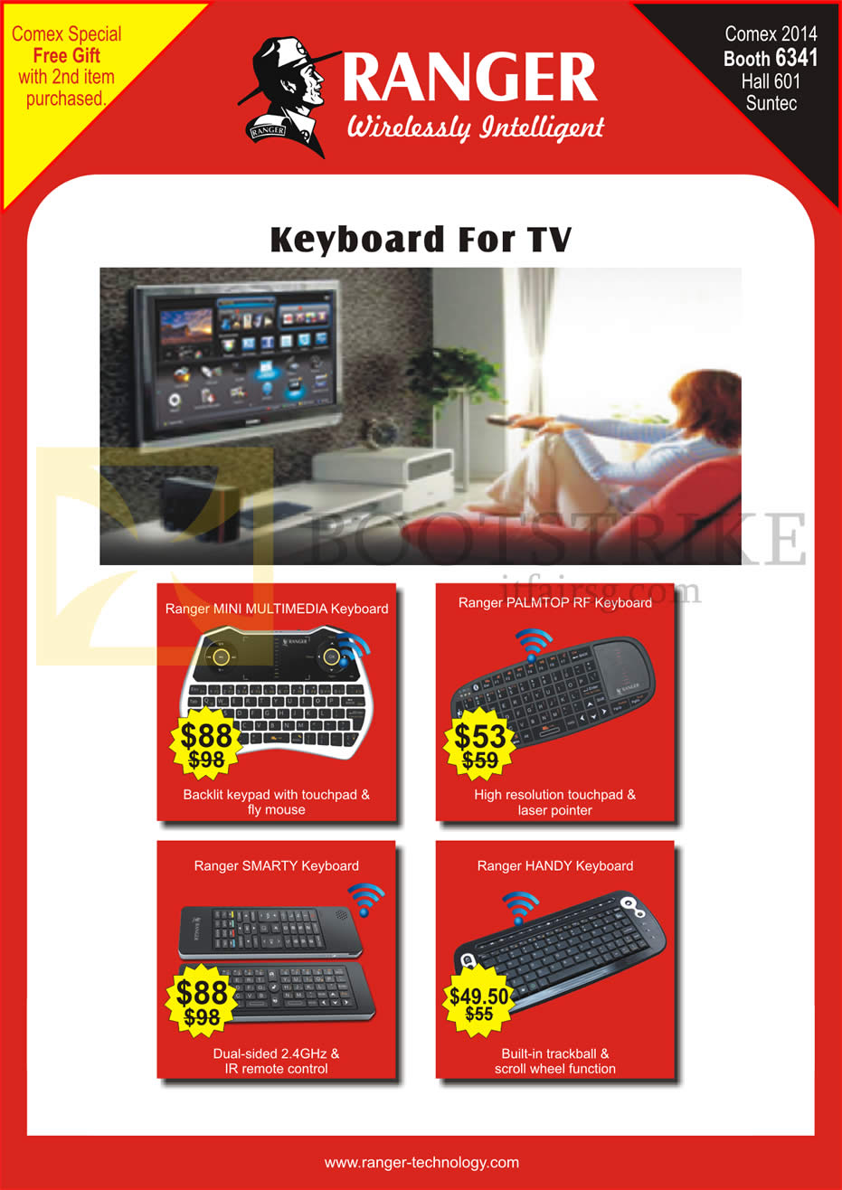 COMEX 2014 price list image brochure of Ranger Keyboards Mini, Palmtop RF, Smarty, Handy