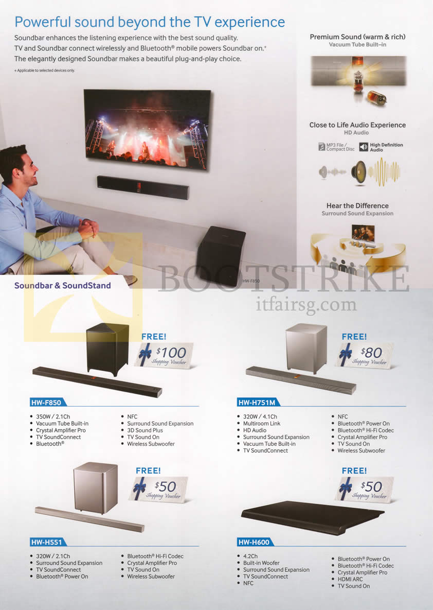 COMEX 2014 price list image brochure of Samsung (No Prices) Soundbar, Soundstand