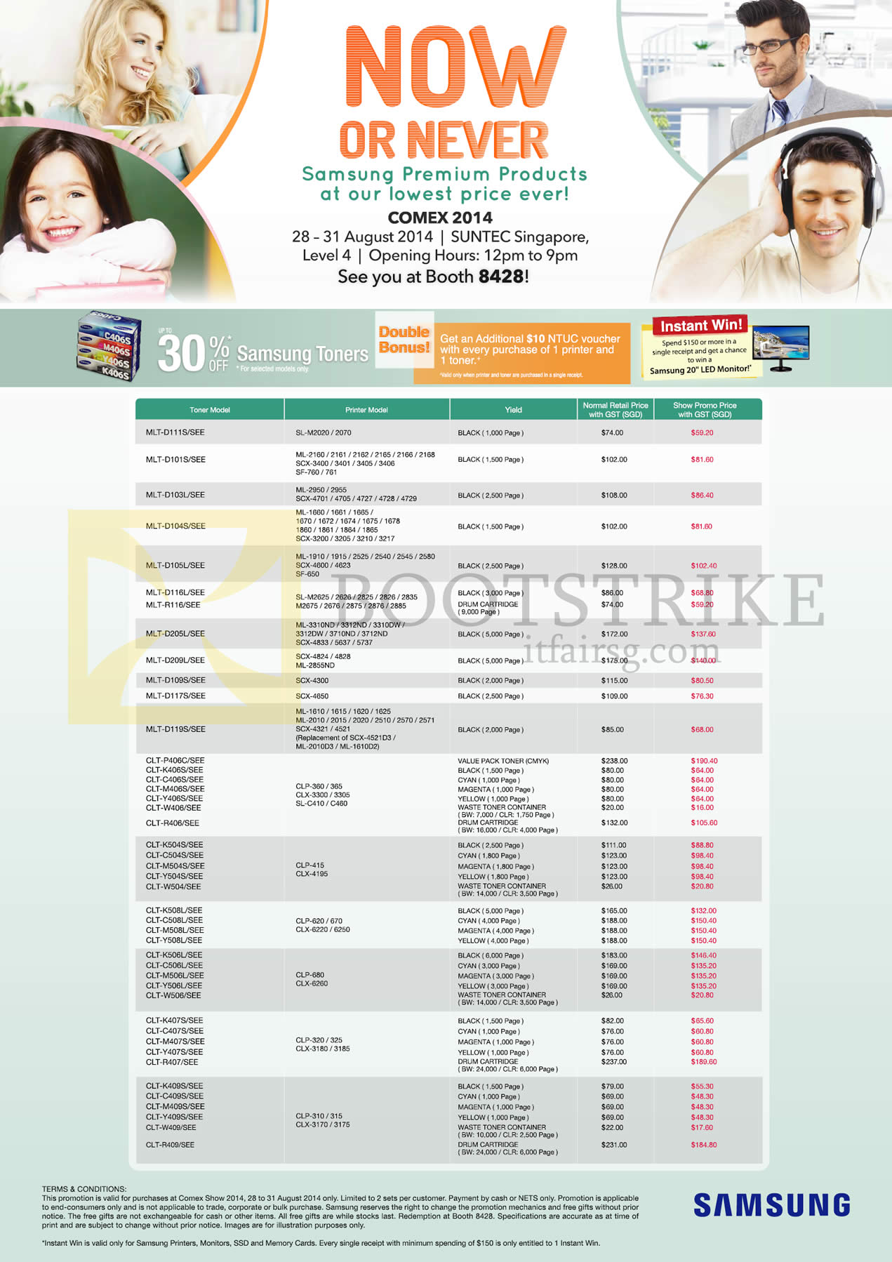 COMEX 2014 price list image brochure of Samsung Printers Toners