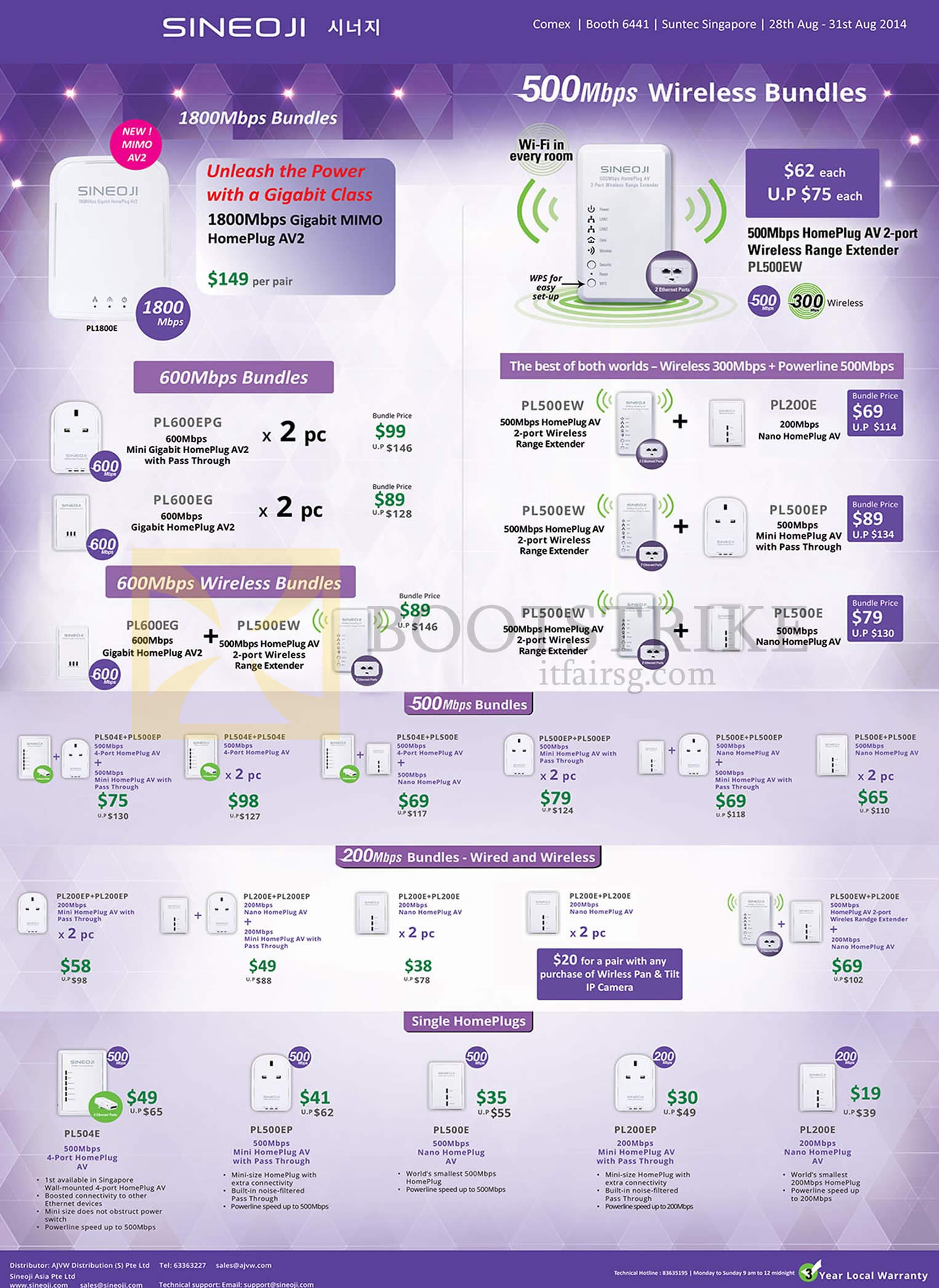 COMEX 2014 price list image brochure of Sineoji HomePlug Bundles PL1800E PL500EP PL600EPG PL 600EG PL500EW PL500E PL200E PL200EP