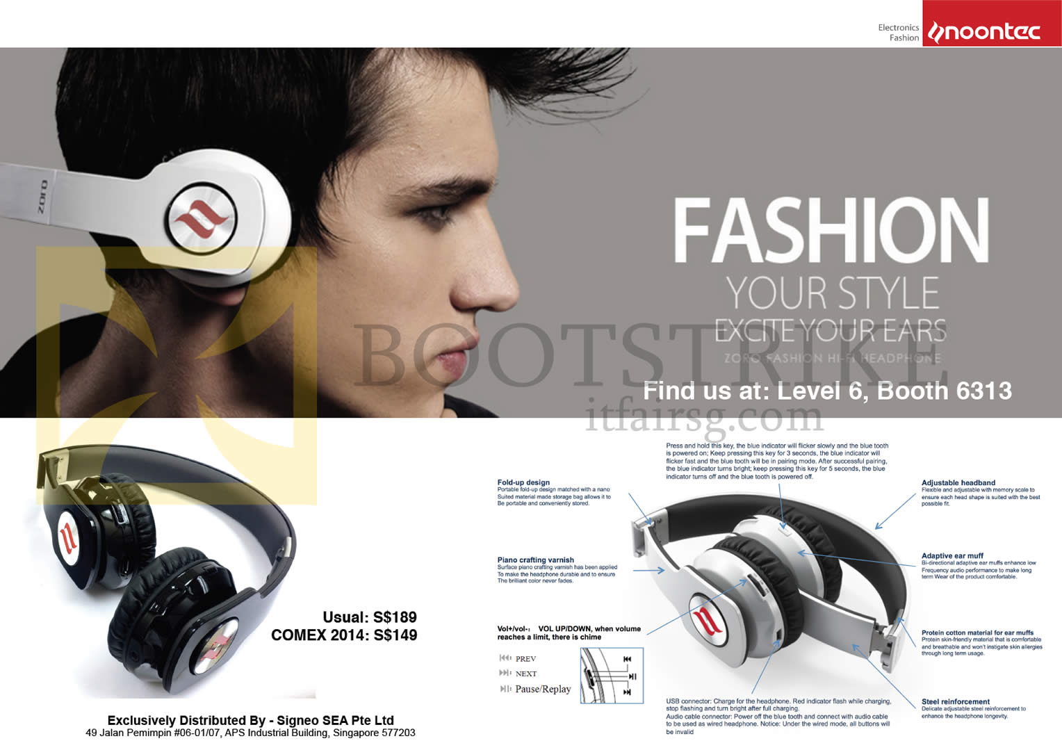 COMEX 2014 price list image brochure of Sprint-Cass Noontec Zoro Fashion Hi-Fi Headphone