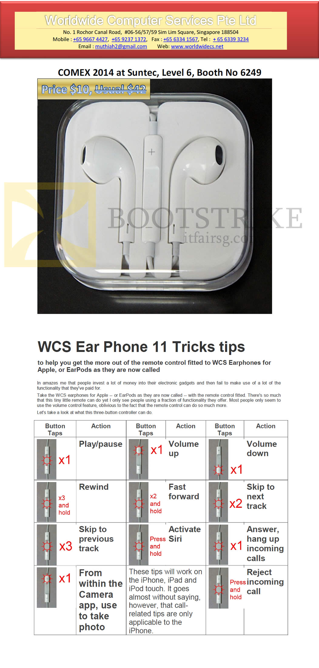 COMEX 2014 price list image brochure of Worldwide Computer Services WCS Earphone 11