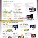 Desktop PCs, LED Monitors Aspire XC-605, Predator G3-605, CB280HK, XB280HK, H226HQL, G276HL, T232HL