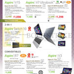 Notebooks, Tablet Aspire V3-572G, V7-482PG, V7-582PG, Switch 10 SW5-012, R7-572G-54218G1Ta, R7-572G-7451161Ta, V3-772G