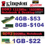 Kingston Memory RAM DDR3, DDR2