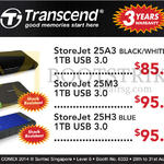 Transcend External Storage Drive StoreJet 25A3, 25M3, 25H3 1TB USB