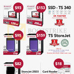 Transcend SSD TS 340, External Storage TS StoreJet 1TB 2TB, 25D3, Card Reader