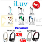 ILuv Earphones, Panasonic Headphones, IEP 335 336 415, RP-HXD3E HXD5E