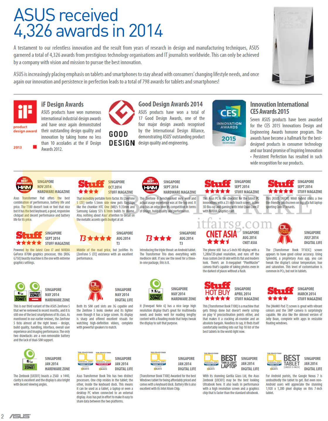 COMEX 2015 price list image brochure of ASUS Notebooks Awards Page 1