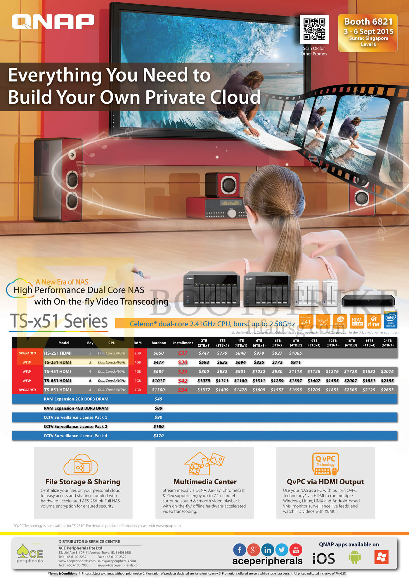 COMEX 2015 price list image brochure of Ace Peripherals QNAP NAS TS X51 HS-251, TS-251, TS-451, TS-651, TS-851