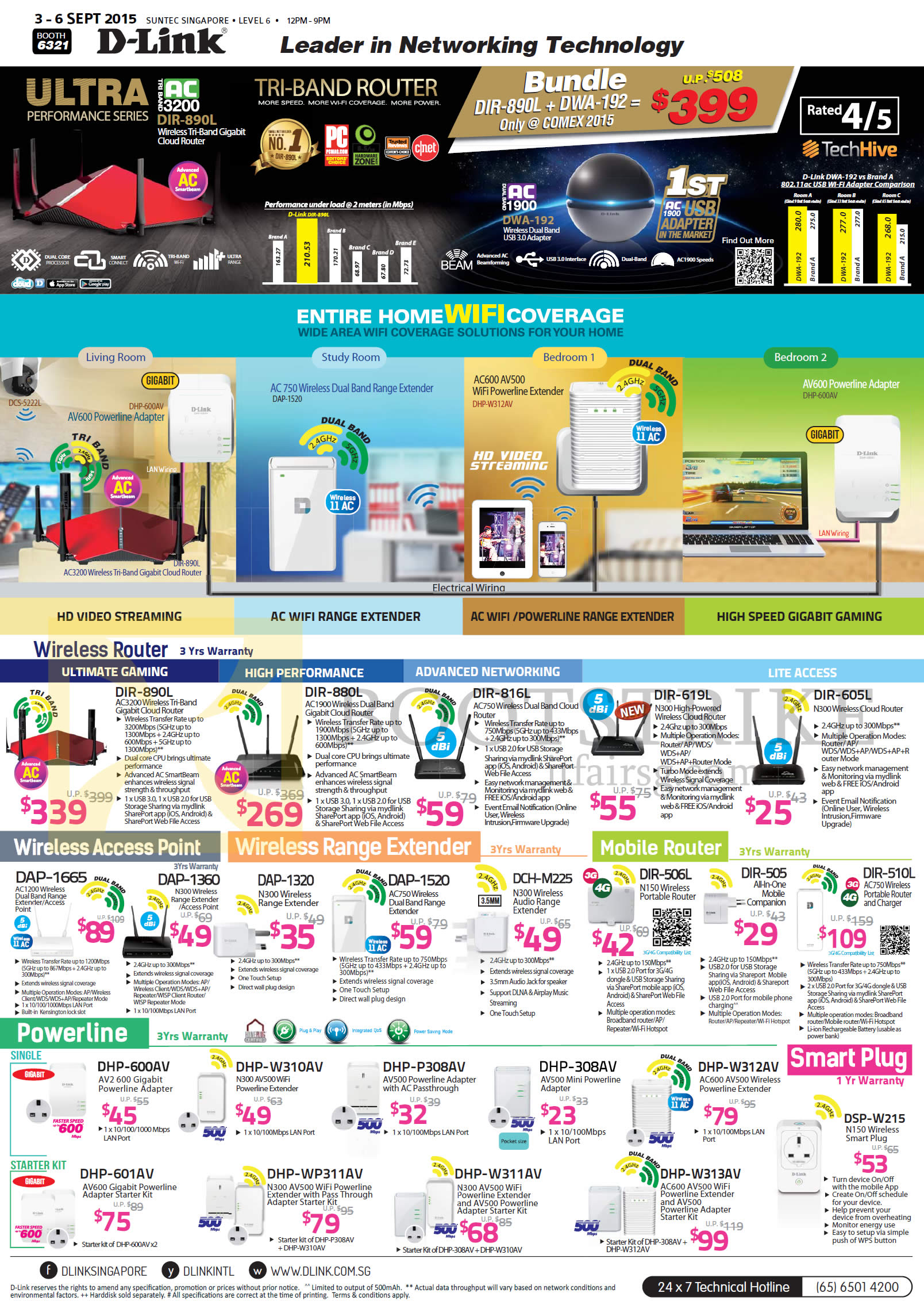 COMEX 2015 price list image brochure of D-Link Networking Wireless Router, Access Point, Range Extender, Mobiler, Powerline, DIR-890L 619L, DAP-1665 1360 1320 1520, DCH-M225, DIR-506L 505, DHP-600AV W310AV P308AV 308AV