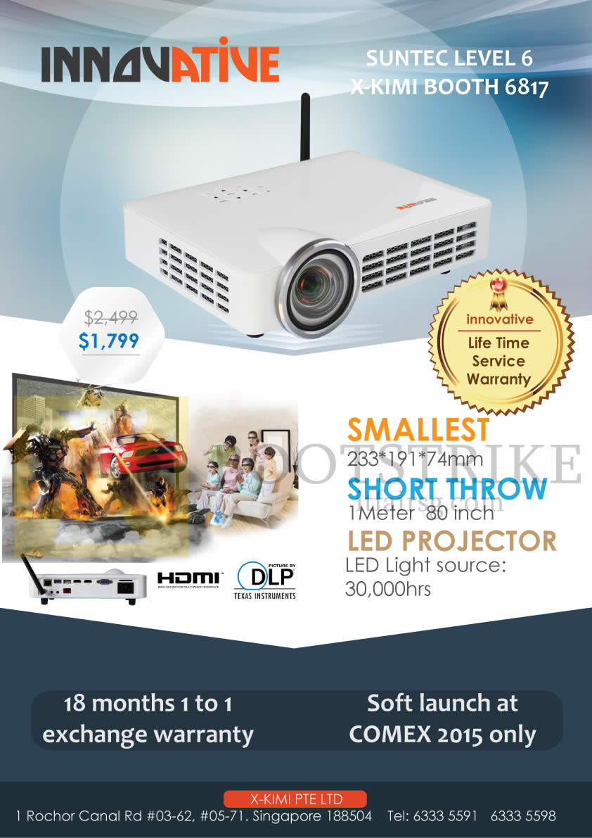 COMEX 2015 price list image brochure of Innovative X-Kimi LED Projector