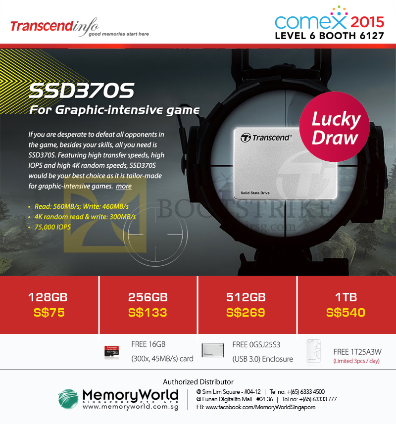 COMEX 2015 price list image brochure of Memory World Transcend SSD 370S 128GB 256GB 512GB 1TB