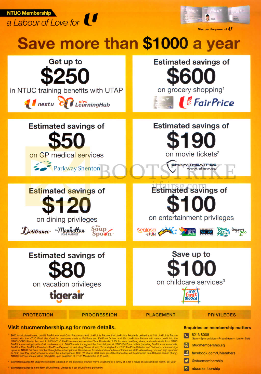 COMEX 2015 price list image brochure of NTUC Membership Nextu, LearningHub, Fairprice, Parkway Shenton, Shaw Theatres, Delifrance, Manhattan Fish Market, The Soup Spoon, Sentosa Fun. My First Skool, Tigerair