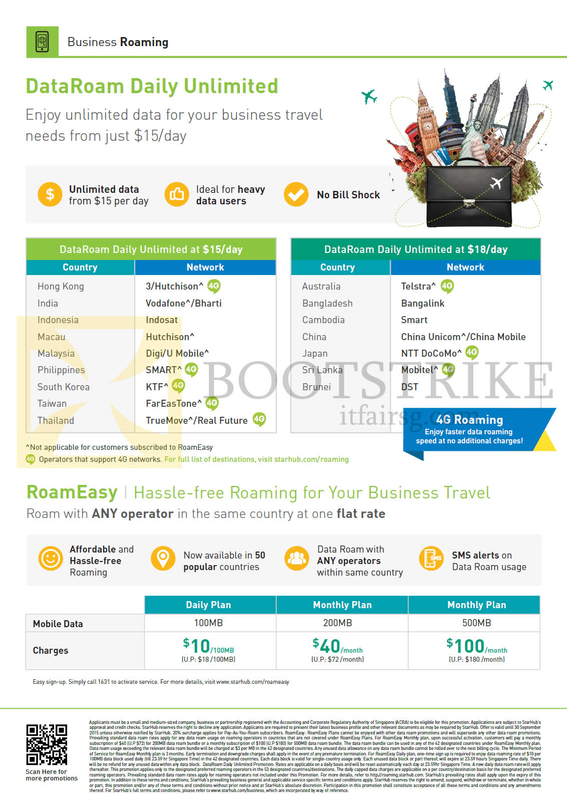 COMEX 2015 price list image brochure of Starhub Business Dataroam Daily Unlimited 15.00, 18.00, RoamEasy 100MB, 200MB, 500MB