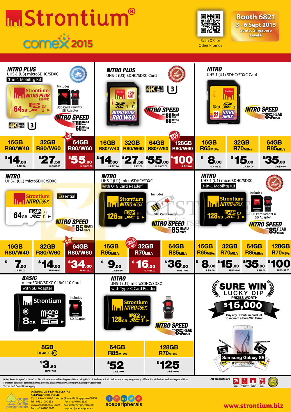 COMEX 2015 price list image brochure of Strontium Nitro Plus UHS 1 U1 U3 MicroSD SDXC Mobility Kid OTG