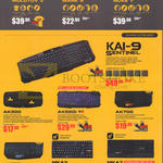 Gaming Headsets Molotov 3, Earphones Mark 5, Nuke 7, Gaming Keyboards KAI-9 Sentinel, AK300, AK550I, AK700, AK770I, MKA3, MKA7