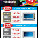 Crucial SSD MX200, BX100, 120GB, 250GB, 500GB, 1TB