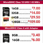 Transcend MicroSDHC Class 4, 10 UHS-1 8GB, 16GB, 32GB, 64GB, 128GB