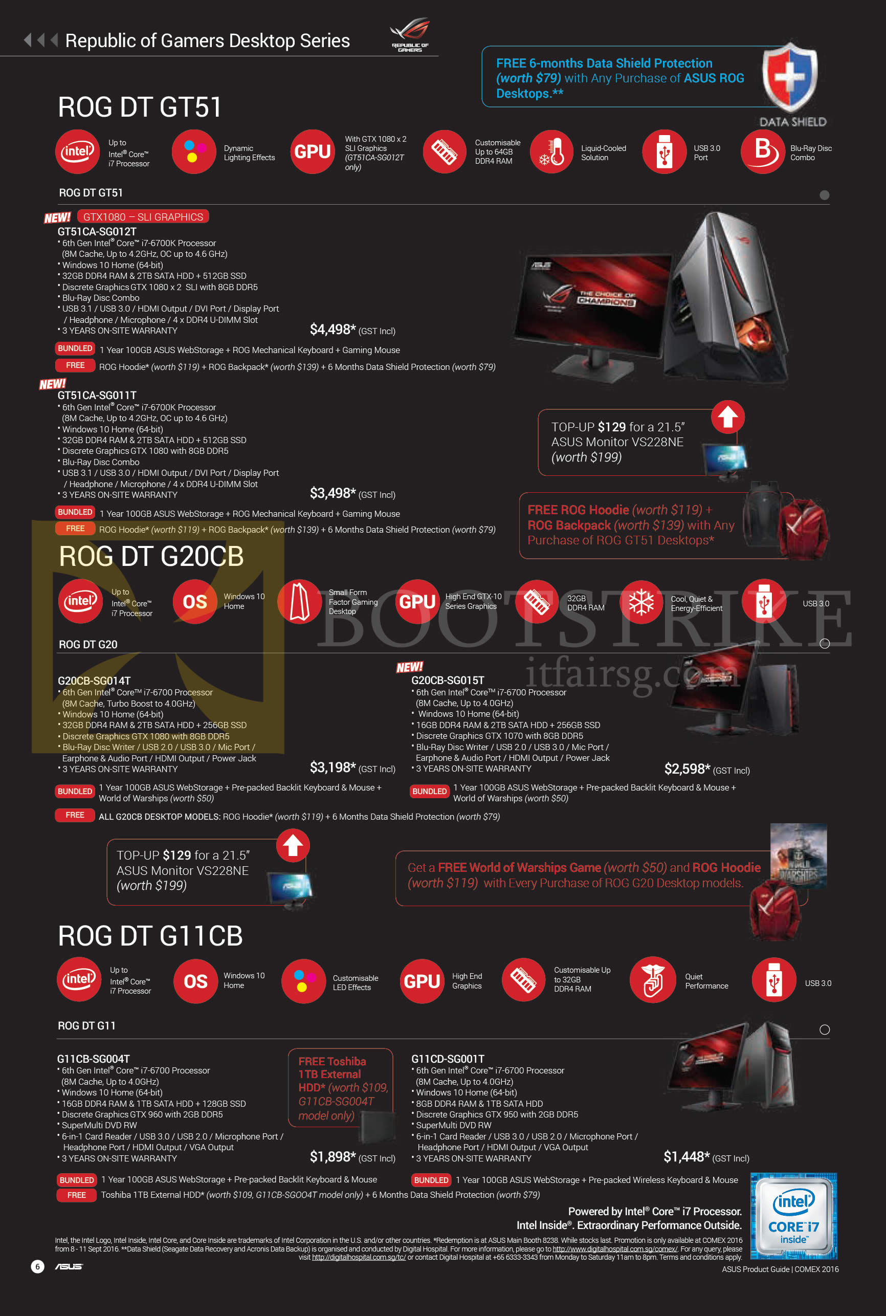 COMEX 2016 price list image brochure of ASUS Desktop PCs ROG DT GT51, DT G20CB, DT G11CB Series