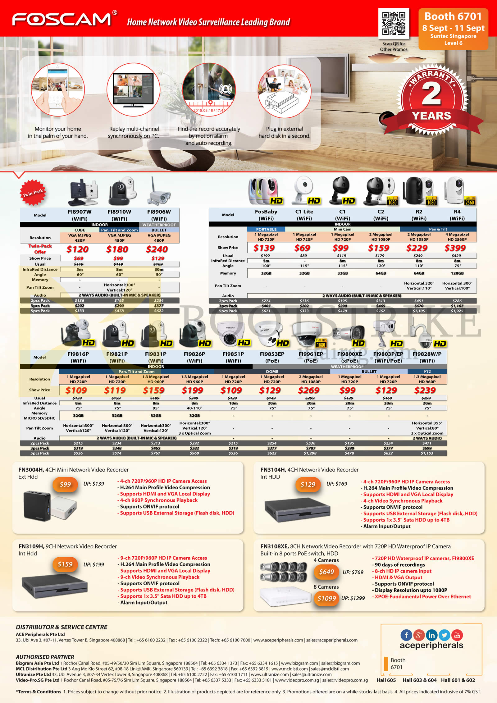 COMEX 2016 price list image brochure of Ace Peripherals Cameras, Network Video Recorders, Dlink, Foscam Stand Alone Network, FN3004H, FN3104H, FN3108XE, FN3109H