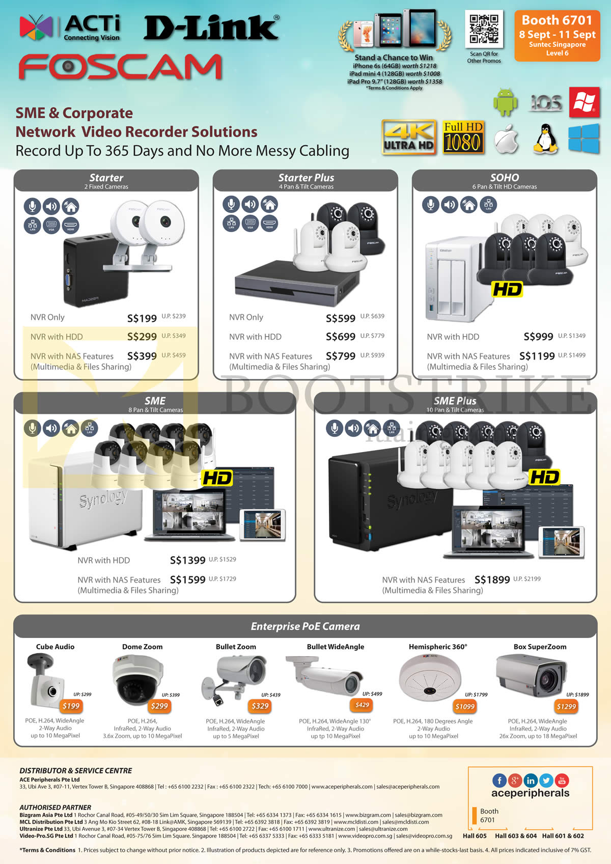 COMEX 2016 price list image brochure of Ace Peripherals D-link Foscam Starter, Plus, SOHO, SMR, SME Plus, Enterprise PoE Camera