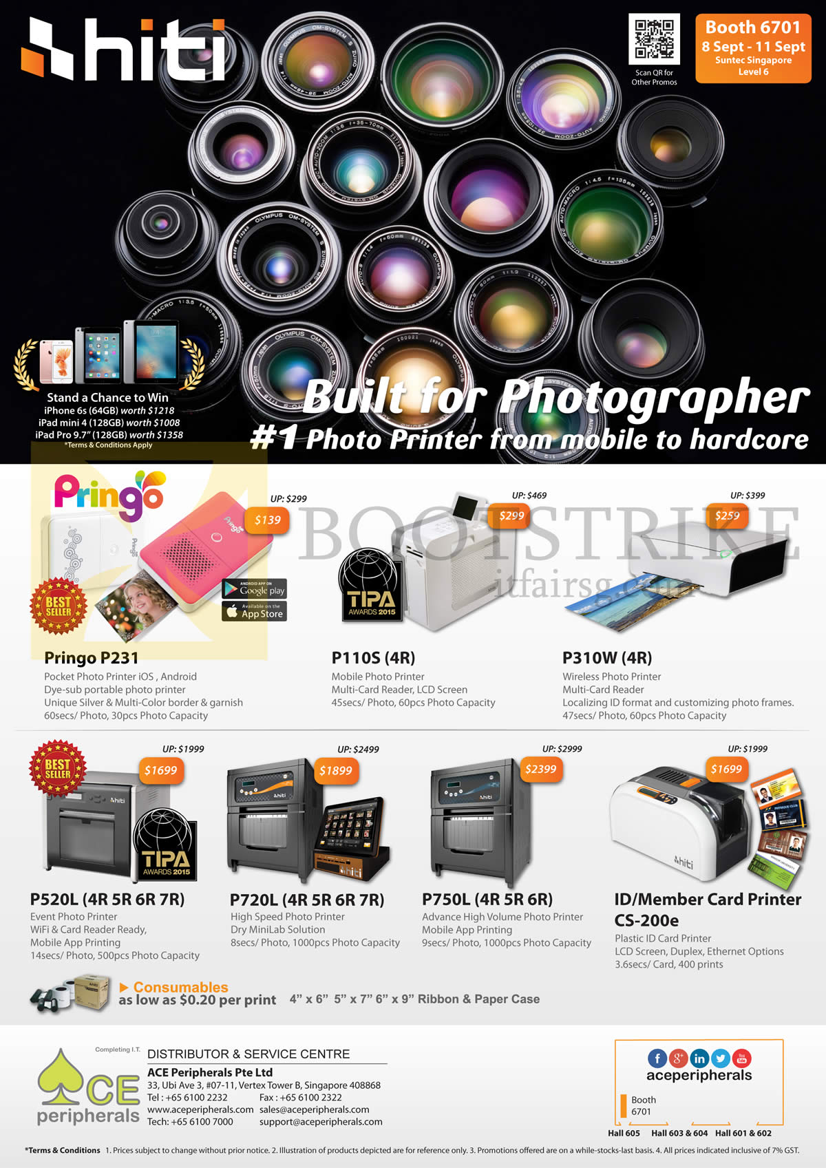 COMEX 2016 price list image brochure of Ace Peripherals Hiti Photo Printers Pringo Pocket P110S, P231, P310W, CS 200e, P520L. P720L. P750L