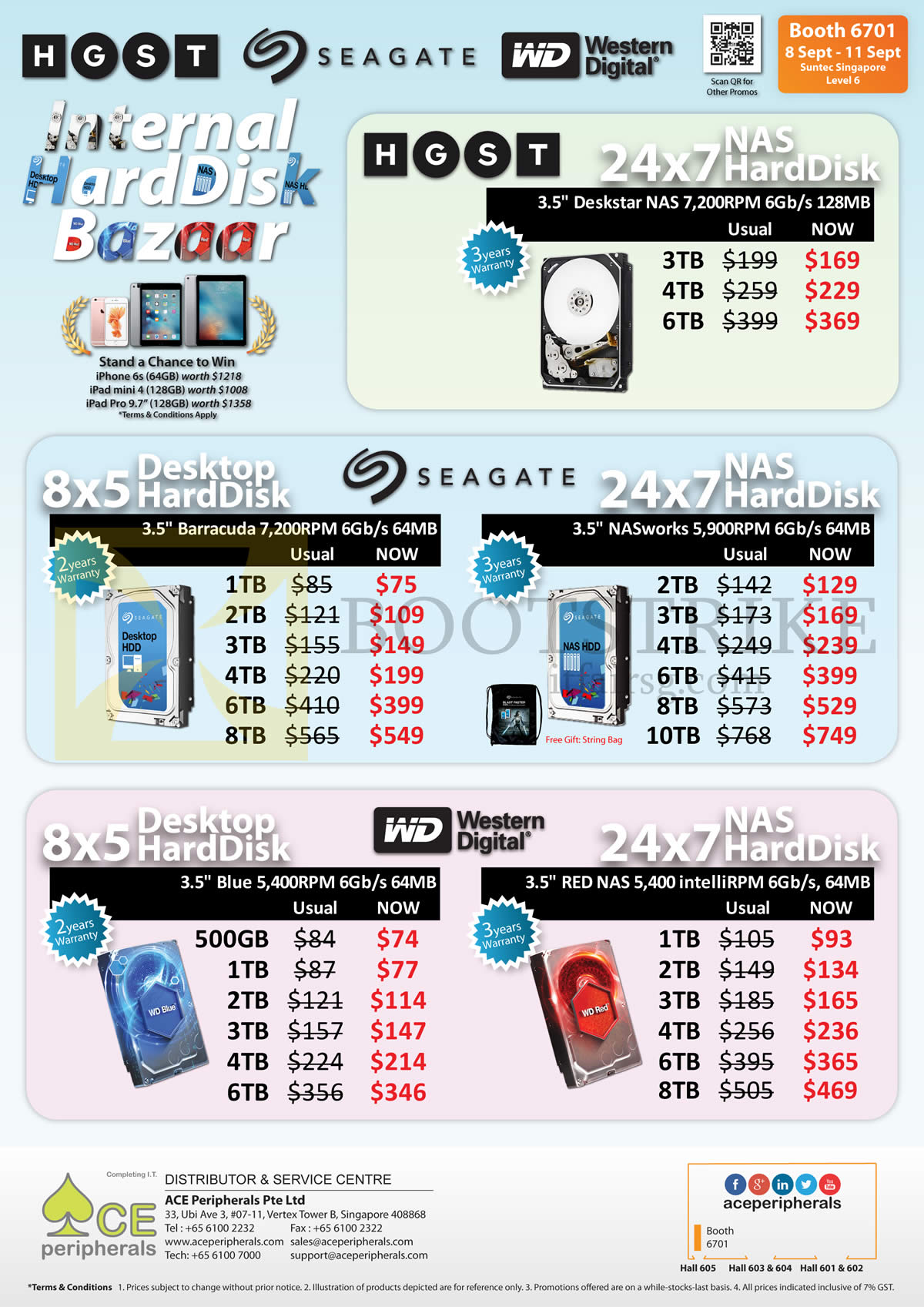 COMEX 2016 price list image brochure of Ace Peripherals NAS Internal Harddisk Seagate, HGST, Barracuda, WD Blue, Red, HGST Deskstar, 500GB, 1TB, 2TB, 3TB, 4TB, 6TB, 8TB