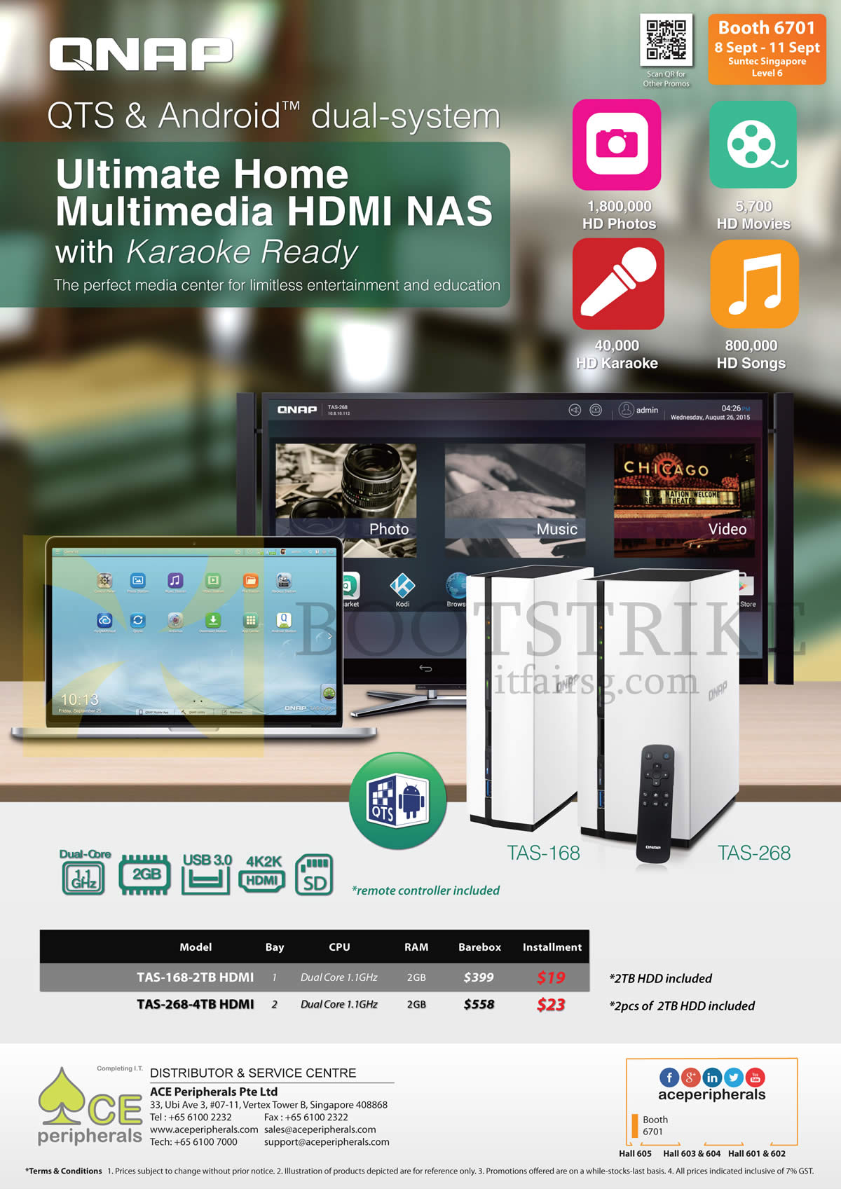 COMEX 2016 price list image brochure of Ace Peripherals NAS QNAP Android TAS-168, TAS-268