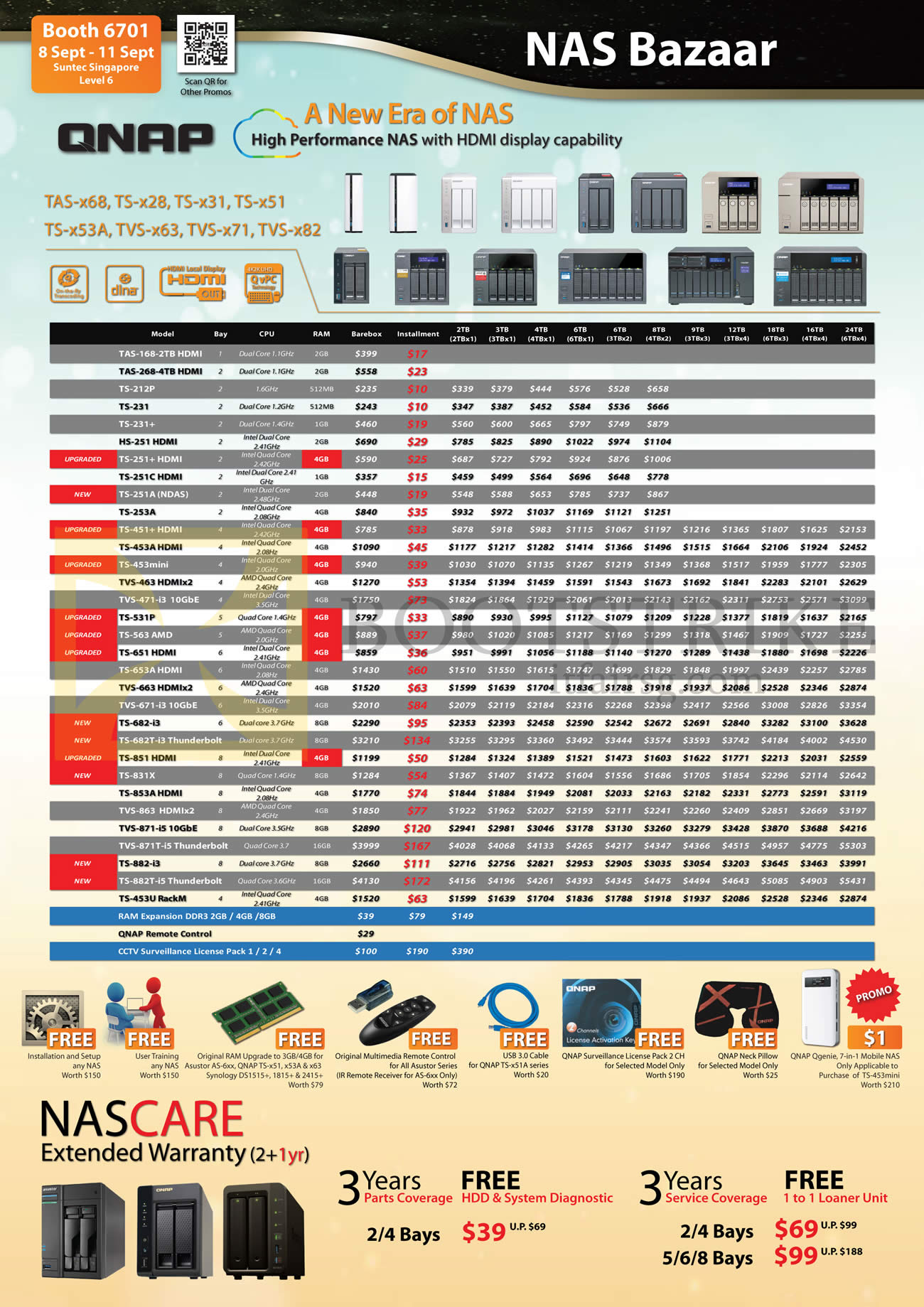 COMEX 2016 price list image brochure of Ace Peripherals QNAP NAS Bazaar TAS-168, 268, 212P, 231, 251, 251C, 251A, 253A, 453A, 453mini, 531P, 563, 651, 653A, TVS-463, 473, 663, 671