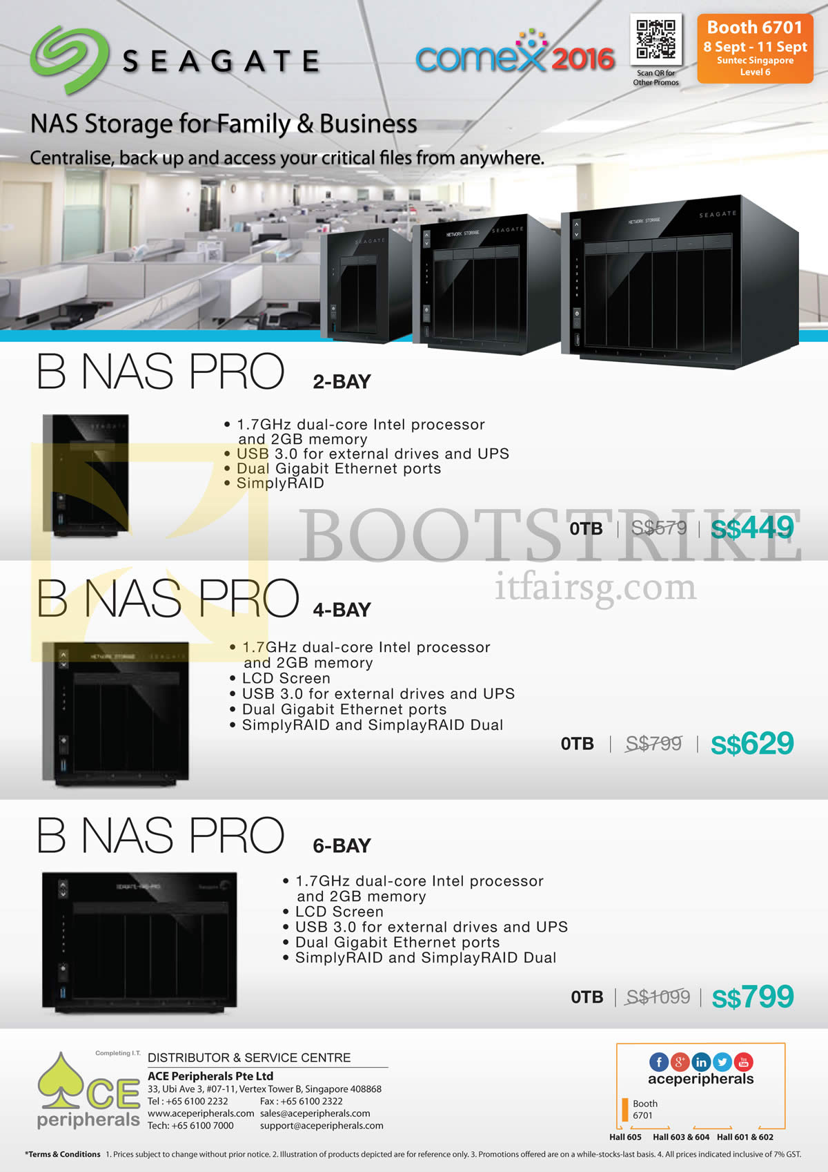 COMEX 2016 price list image brochure of Ace Peripherals Seagate Storage NAS Pro 2 Bay, 4 Bay, 6 Bay