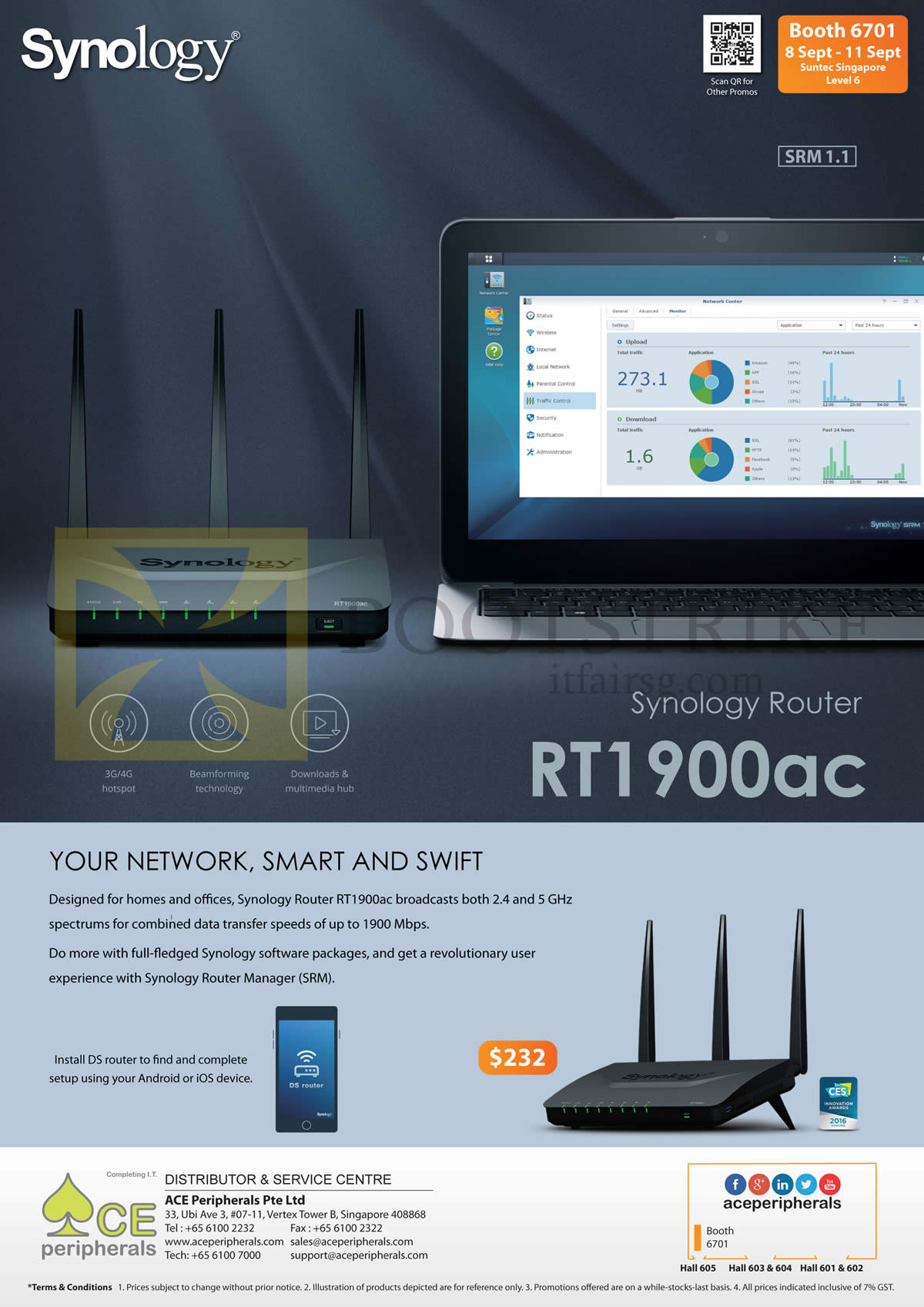 COMEX 2016 price list image brochure of Ace Peripherals Synology Router RT1900ac