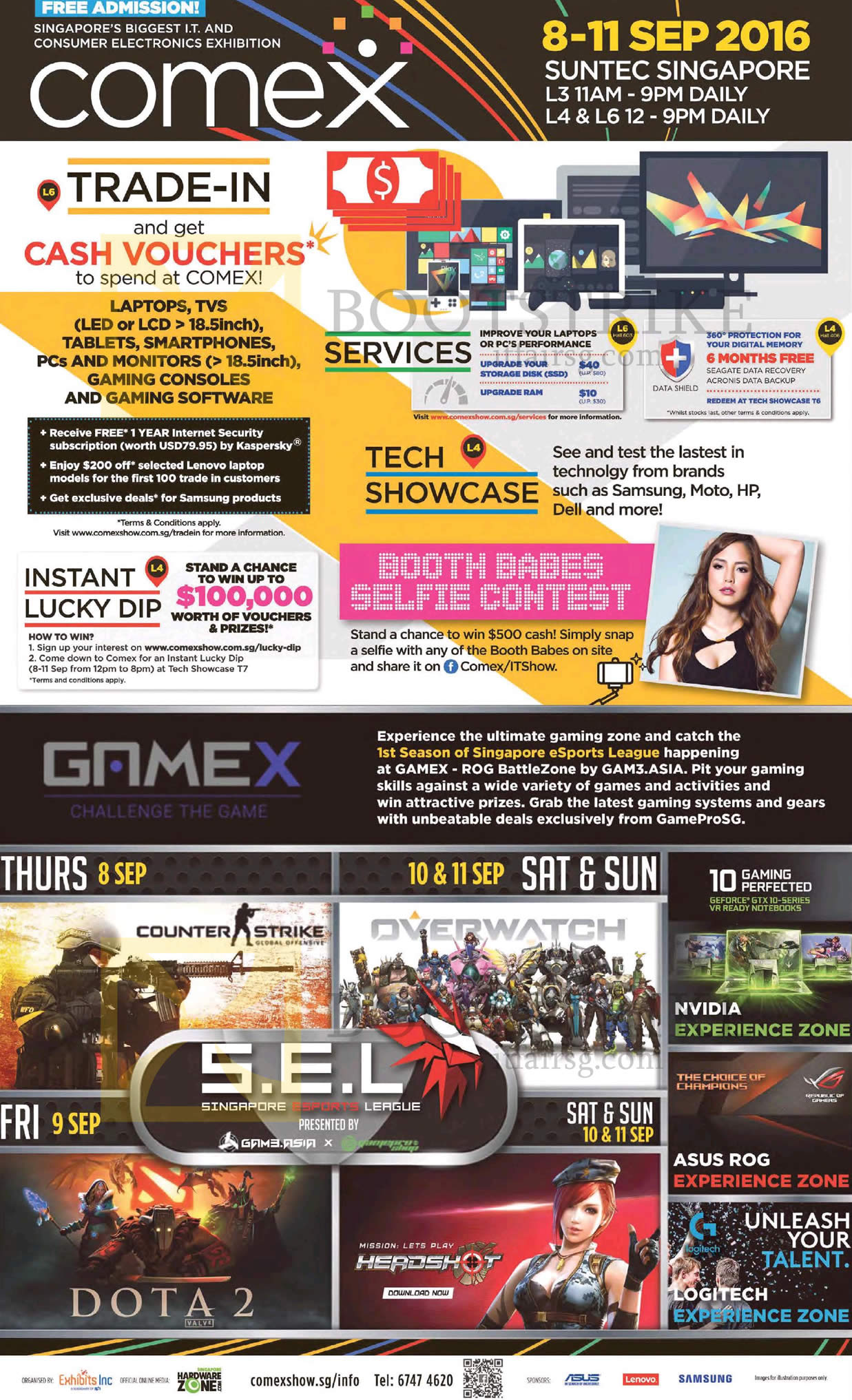 COMEX 2016 price list image brochure of COMEX 2016 Event Details, Venue, Opening Hours, Trade-in, Booth Babes Selfie, Gamex, Tech Showcase, Services