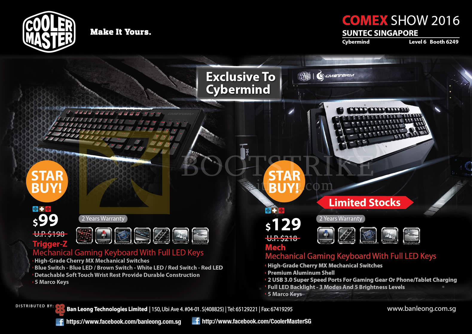 COMEX 2016 price list image brochure of Cybermind Cooler Master Mechanical Keyboards Trigger Z, Mech