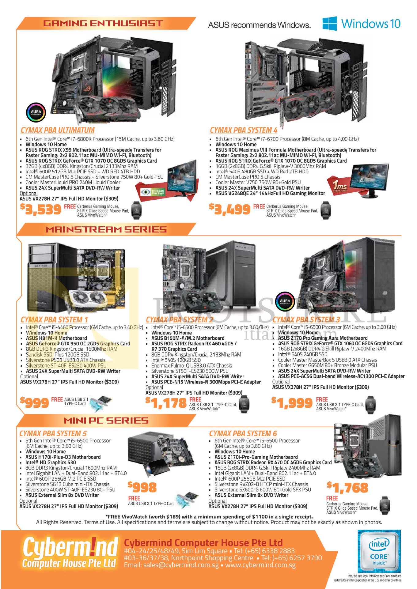 COMEX 2016 price list image brochure of Cybermind Desktop PCs Cymax PBA Ultimatum, PBA System 4, 1, 2, 3, 5, 6