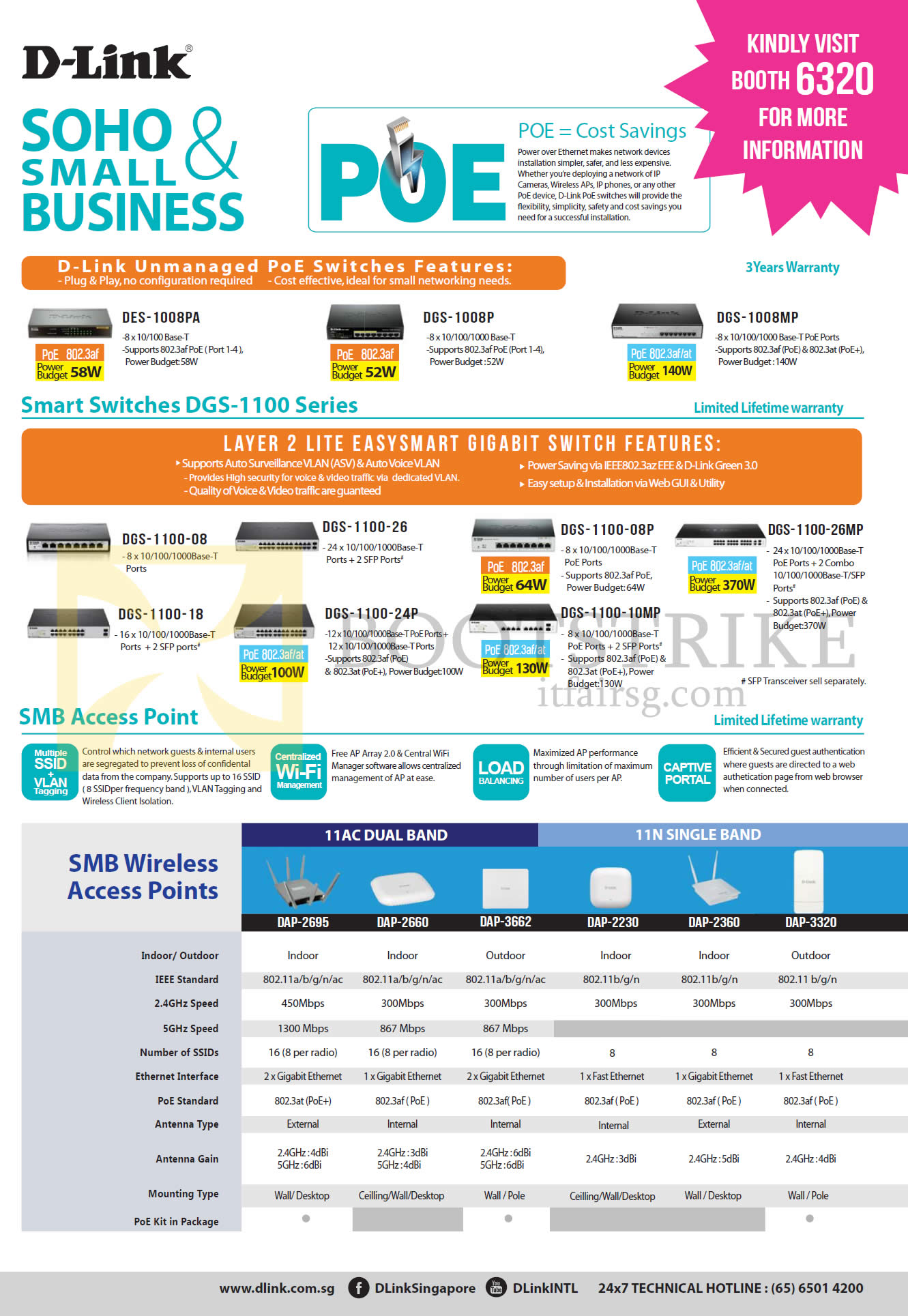 COMEX 2016 price list image brochure of D-Link Networking Business Switches, Access Points, DES-1008PA, DGS-1008P, 1008MP, 1100-08, 26, 08P, 26MP, 18, 24P, 10MP, DAP-2695, 2660, 3662, 2230, 2360, 3320