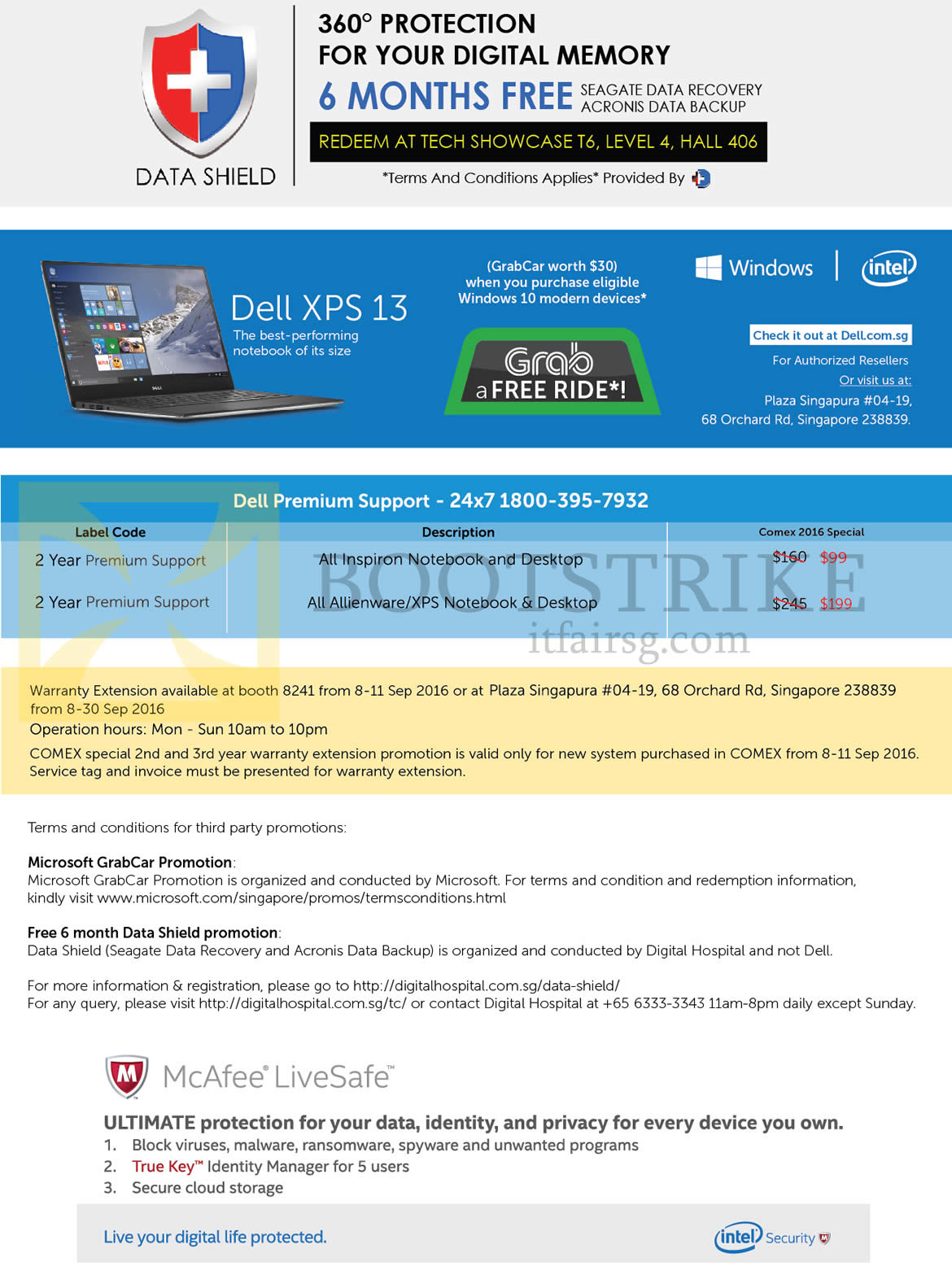 COMEX 2016 price list image brochure of Dell Data Shield, Free Grab Ride, ProSupport, Warranty Extension