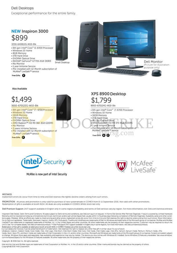 COMEX 2016 price list image brochure of Dell Desktop PCs Inspiron 3000, XPS 8900 Desktop PCs