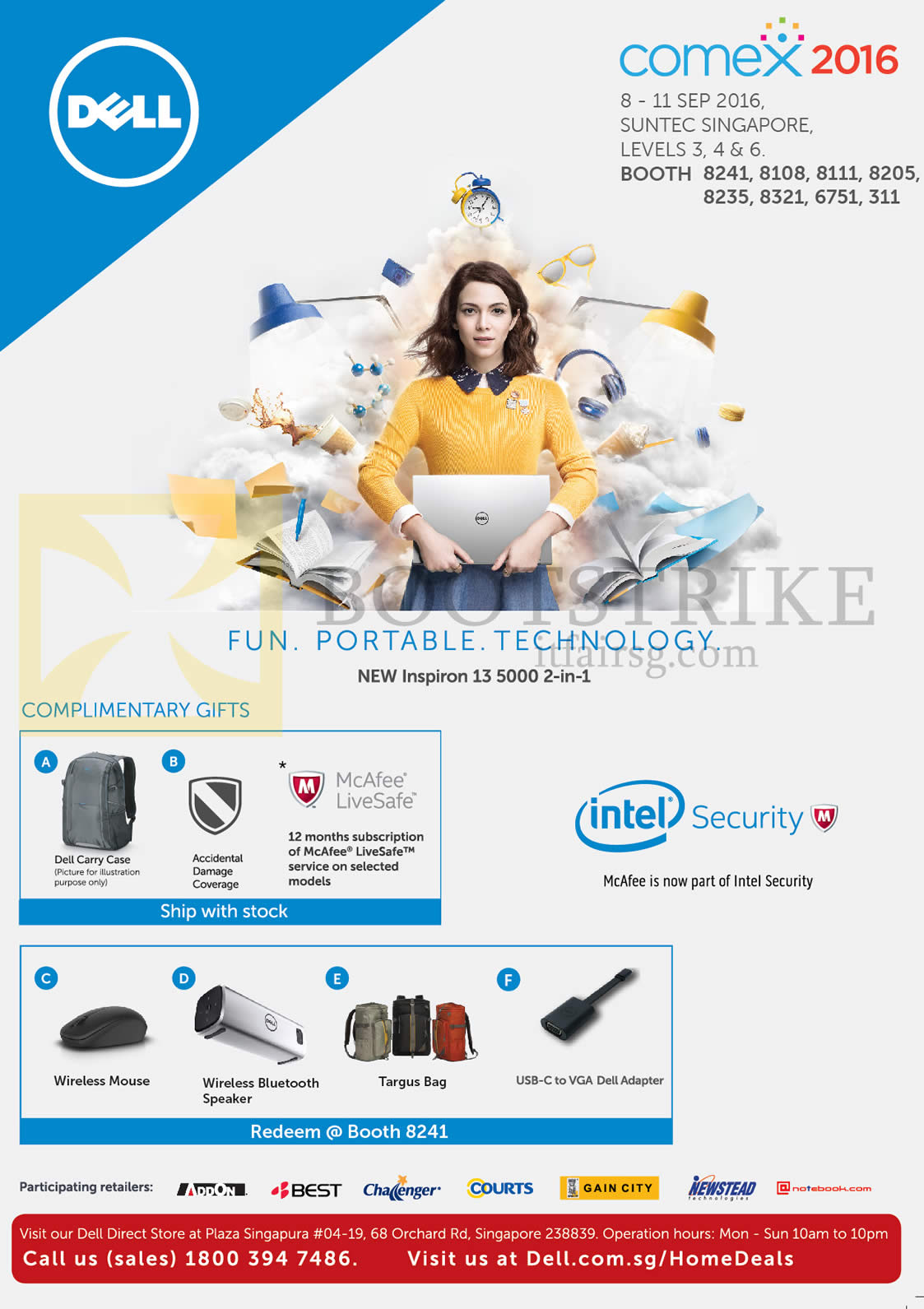 COMEX 2016 price list image brochure of Dell Notebook Inspiron 13 5000, Free Gifts