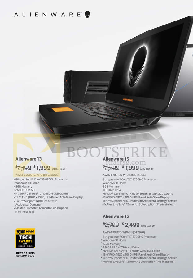 COMEX 2016 price list image brochure of Dell Notebooks Alienware 13, 15 Series