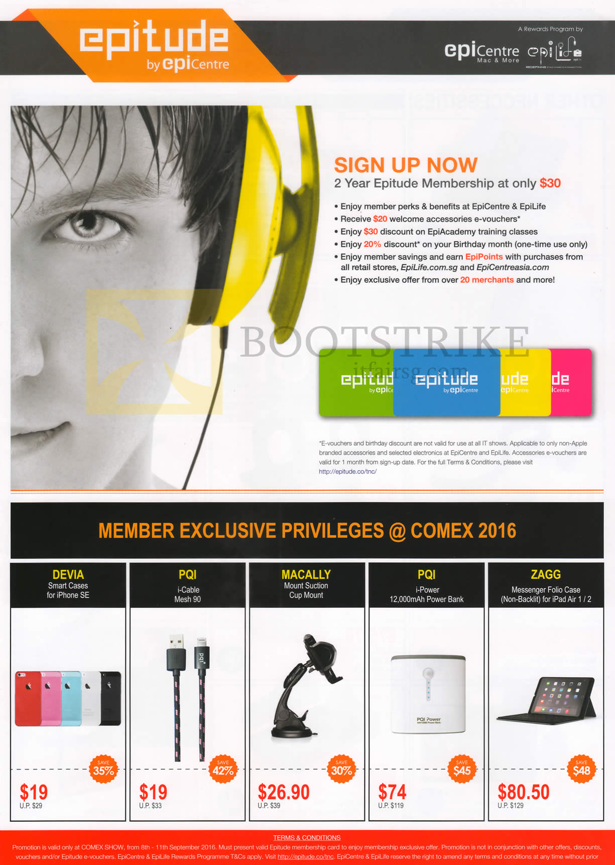 COMEX 2016 price list image brochure of EpiCentre Epitude Membership, Case, Cable, Power Bank, Folio Case