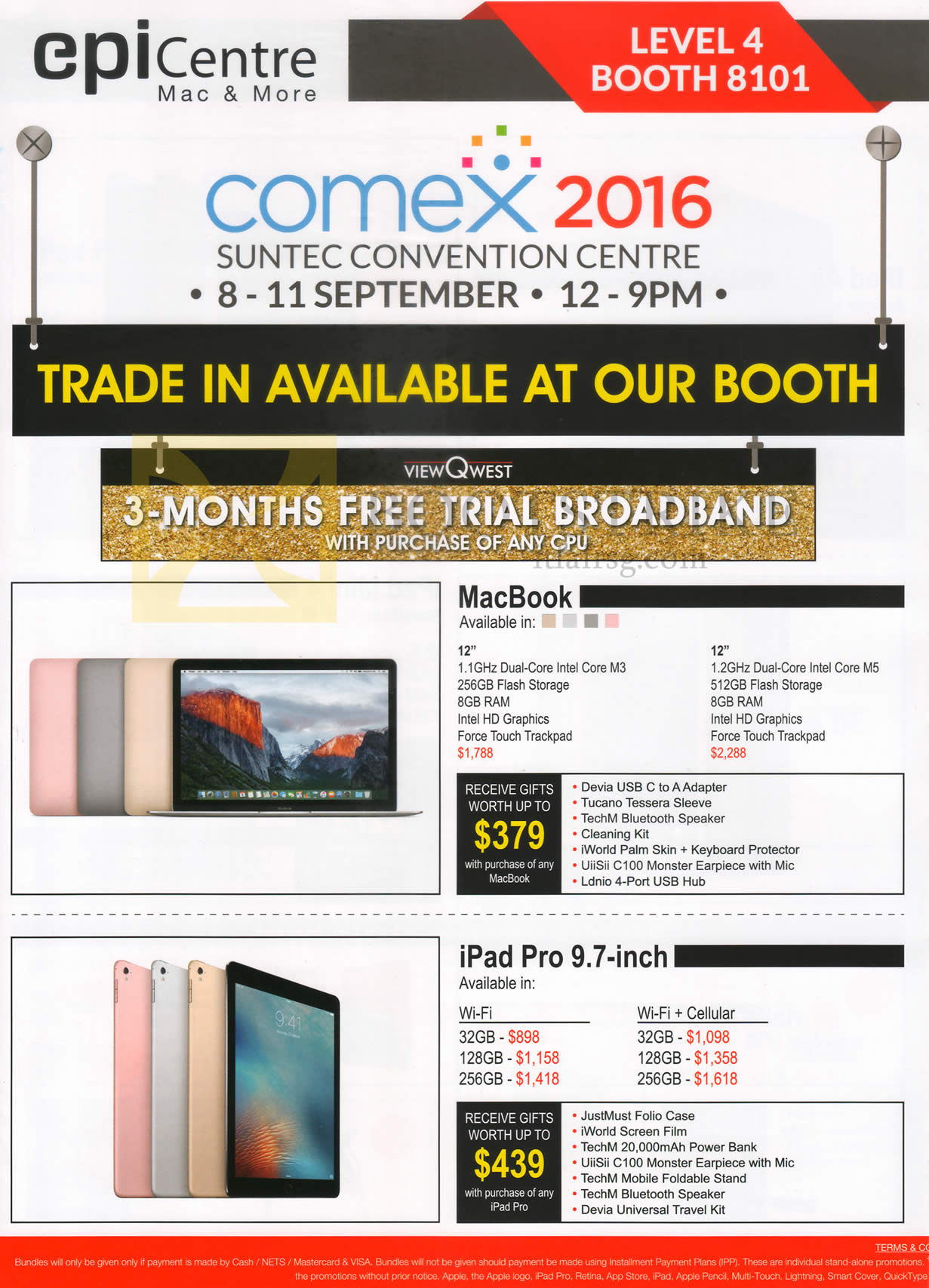 COMEX 2016 price list image brochure of EpiCentre Notebook, Tablet, Apple MacBook, IPad Pro 9