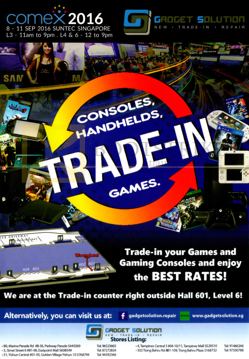 COMEX 2016 price list image brochure of Gadget Solution Trade-In, Gaming Consoles, Games, Handheld