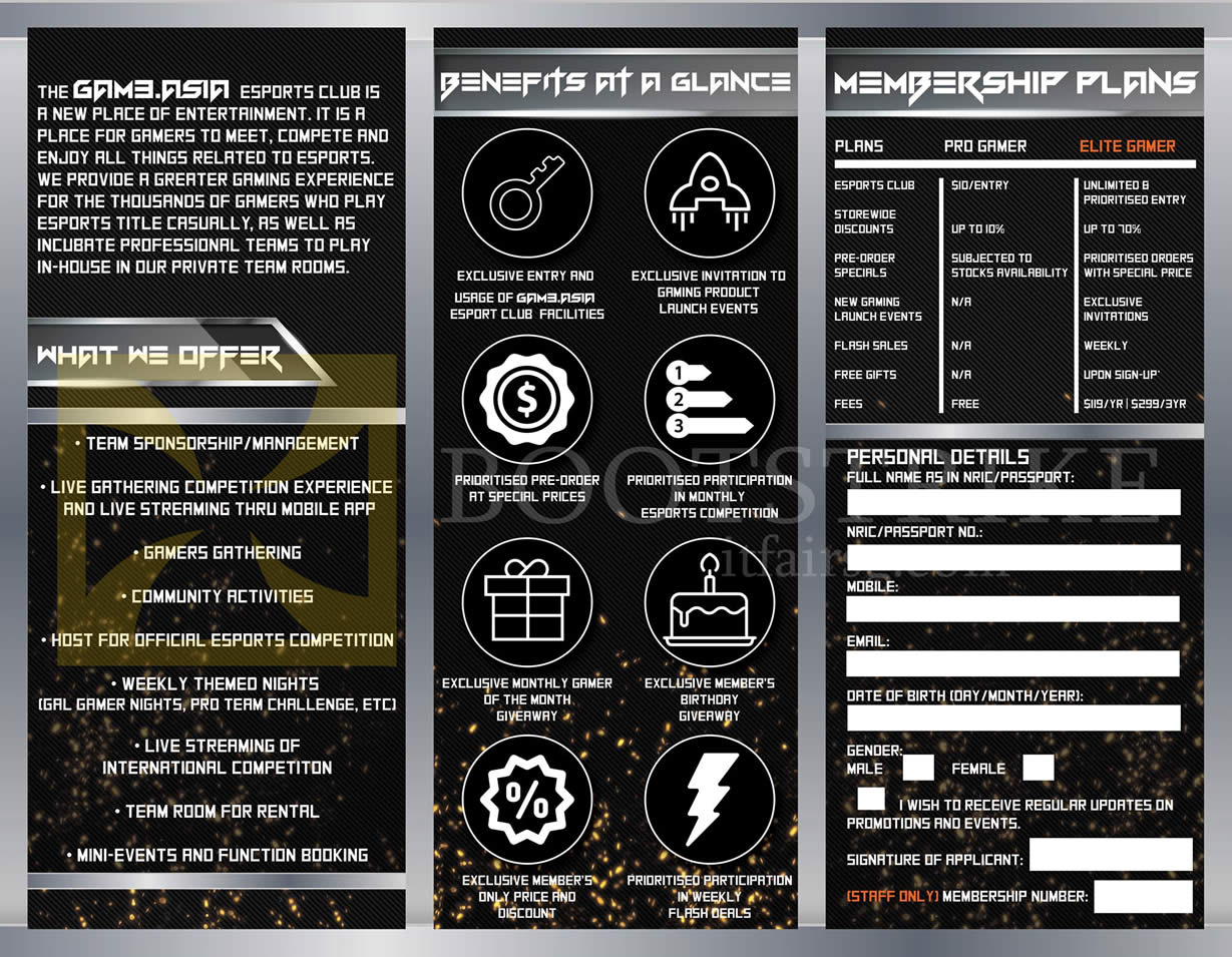 COMEX 2016 price list image brochure of GamePro Membership Benefits, Plans