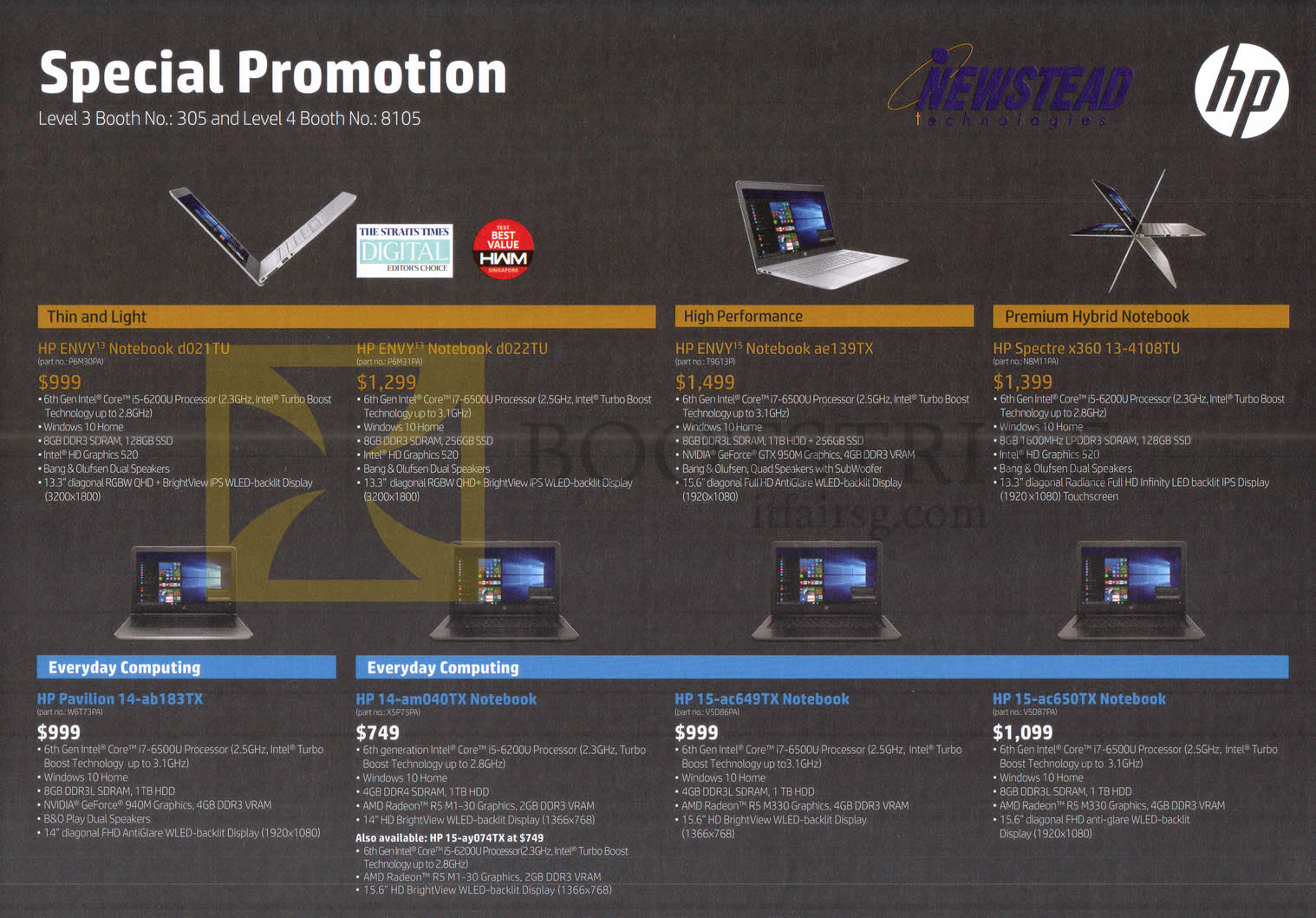 COMEX 2016 price list image brochure of HP Notebooks Envy, Spectre, Pavilion