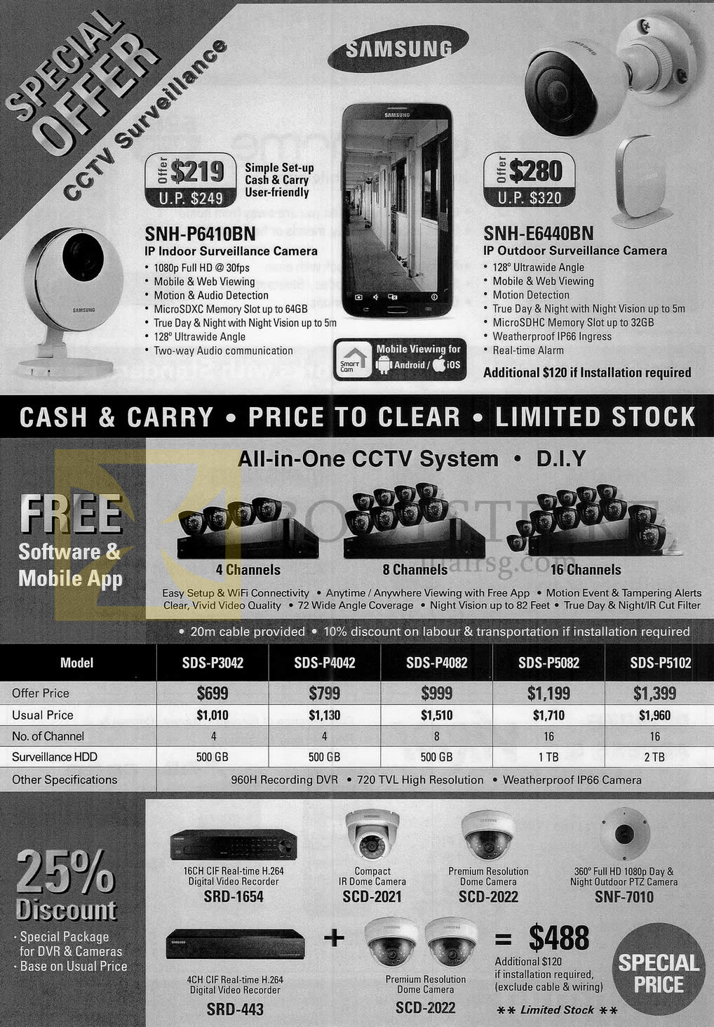 COMEX 2016 price list image brochure of Hanman International CCTV Surveillance SNH-P6410BN, SNH-E6440BN, SDS-P3042, P4042, P4082, P5082, P5102, SRD-1654, 443, SCD-2021, 2022, SNF-7010