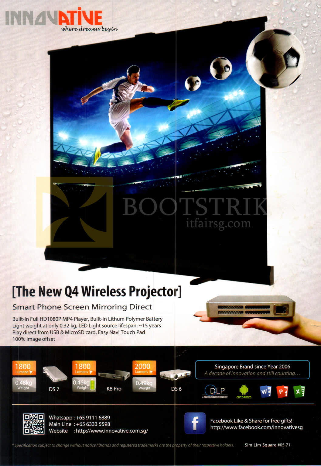 COMEX 2016 price list image brochure of Innovative Wireless Projector Q4