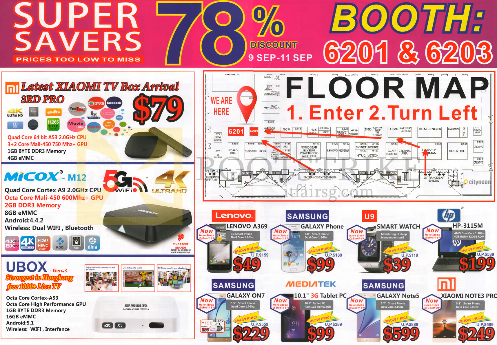 COMEX 2016 price list image brochure of J2 TV Box, Memory, Live TV, Mobile Phones, Tablets, Smart Watch, Notebook, Mi, Micox, Ubox, Lenovo, Samsung, U9, Mediatek